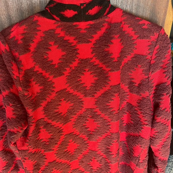 Lucky Brand aztec southwestern tribal red knit open front sweater cardigan Small - Picture 7 of 9